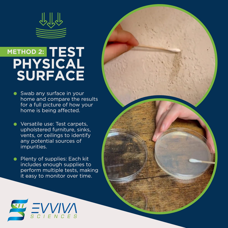 [Australia - AusPower] - Evviva Sciences Mold Test Kit for Home - 10 Simple Detection Tests w/Optional Lab Analysis, Test HVAC System, Home Surfaces, & Indoor Air Quality Testing Kit - Downloadable Identification Guide 