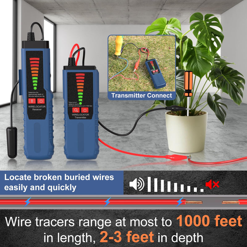 F04 Underground Cable Finder, Wire Detector Cable Detector with Headphones, Cable Tester for Dog Fence Cable, Irrigation Control Wires