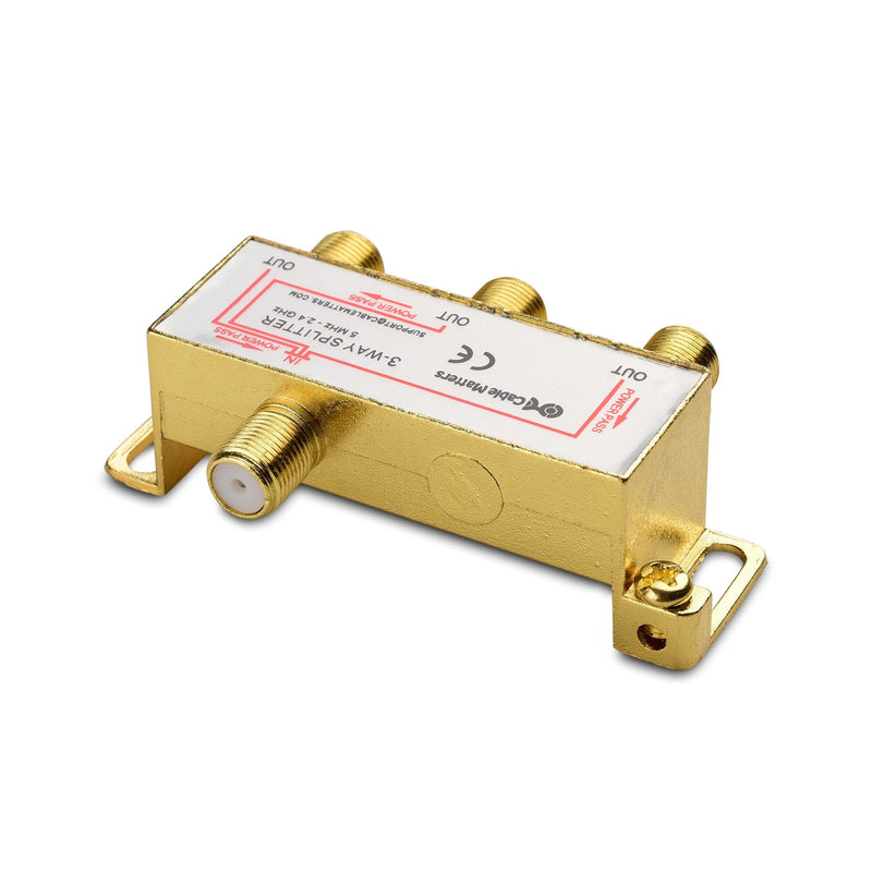 [Australia - AusPower] - Cable Matters 2-Pack 2.4 Ghz 3 Way Coaxial Cable Splitter for STB TV, Antenna and MoCA Network - All Port Power Passing - Gold Plated and Corrosion Resistant 3-Way 