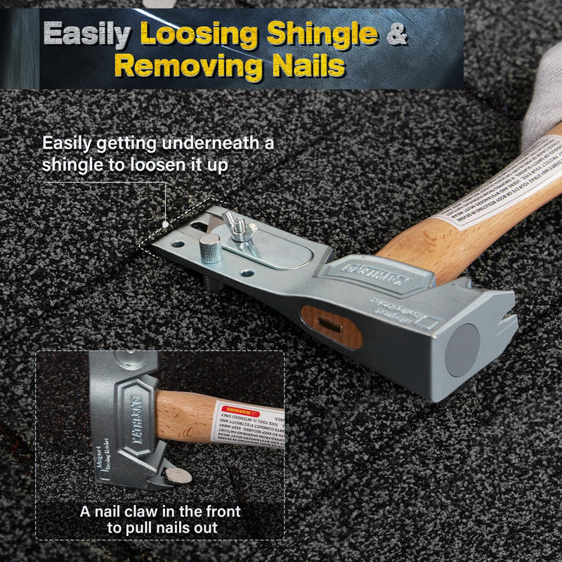 Magnet Roofing Hatchet, Magnet Hammer for Roofing Repair, Handy Magnet Roofing Hammer Tool with Strong Magnet, a Sliding Gauge, Built-in Utility Knife and Nail Claw, Efficient Roofing Tools