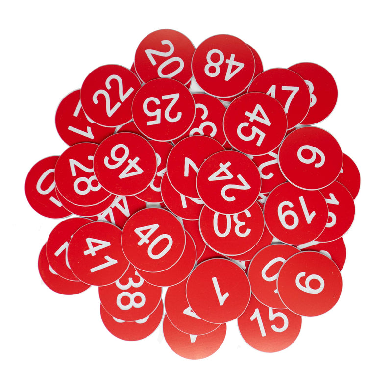 Plastic Number Tags Engraved Numbered Tags Without Hole (1-200, Red) 1-200