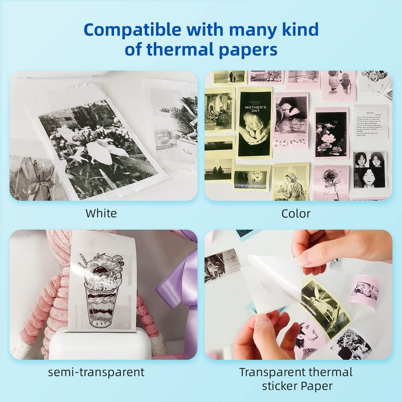 [Australia - AusPower] - vretti Portable Thermal Printer TP6S, Bluetooth Mini Pocket Printer Compatible with Android & iOS, 300DPI Wireless Pocket Picture Printer for iPhone Working Listing, Notes, Journal, Travel TP6-S+1roll 