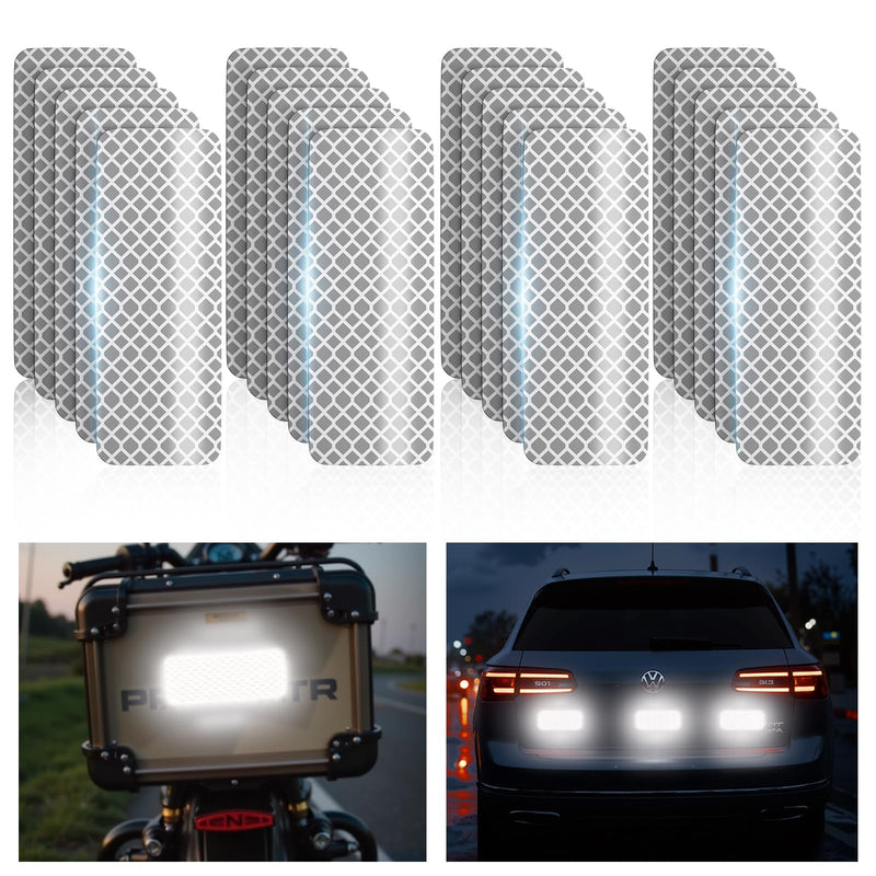 PHIXBEAR 40Pcs Reflective Stickers,Super Reflection, Safety Reflective Tape for Car Trailer Truck Bike Motorcycle, White Silve & Black Outdoor Waterproof 3.15" X 1.18"