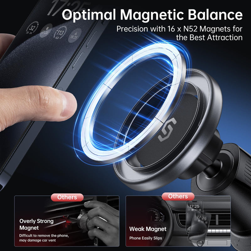 [Australia - AusPower] - SYNCWIRE for MagSafe Car Mount, Flexible Rotation Magnetic Phone Holder for Car Air Vent,Hands Free Car Cell Phone Holder Mount Compatible iPhone 15 Pro Max 14 13 12,Samsung,MagSafe Car Accessories Space Gray 