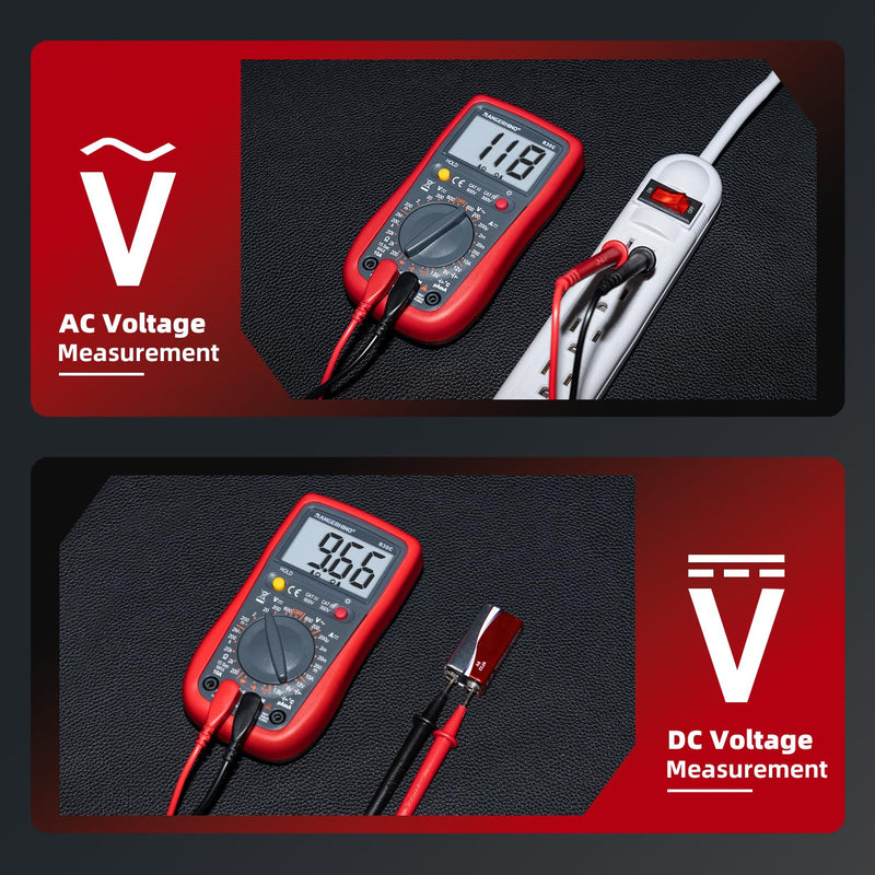 [Australia - AusPower] - Digital Multimeter, DC AC Voltmeter, Temperature, Ohm Volt Amp Test Meter and Continuity Test Diode Voltage Tester for Household Outlet, Automotive Battery Test(Anti-Burn with Double Fuses) 2000 Counts multimeter R30C 