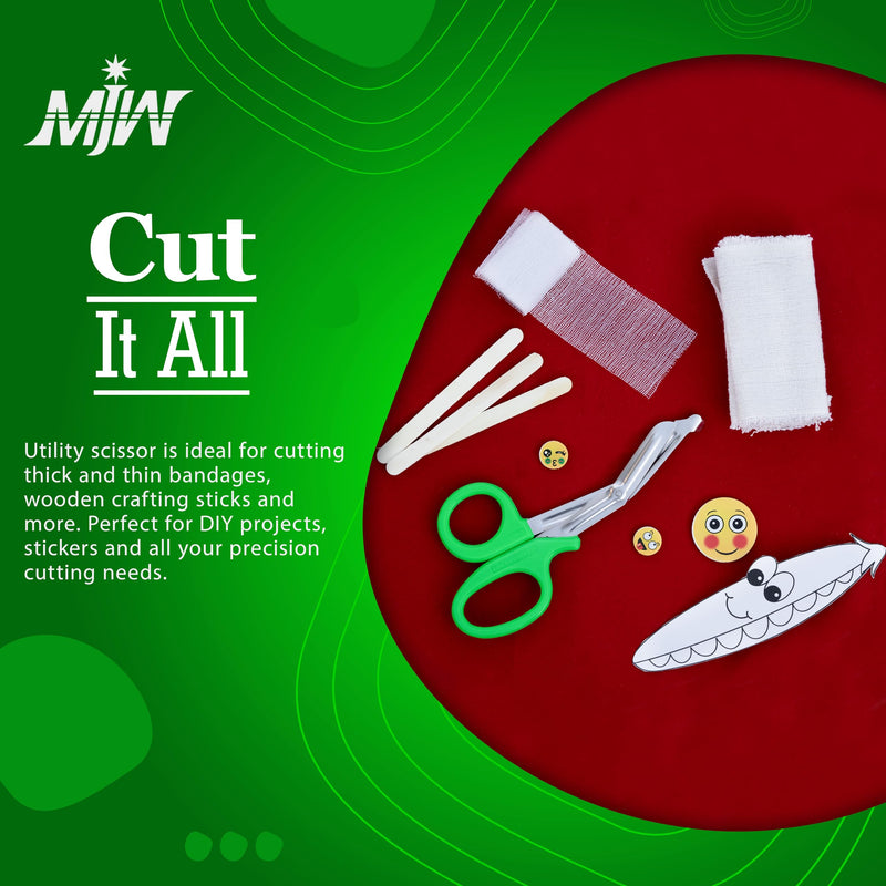Medical Bandage Scissors EMT Scissors - 19 cm / 7.5 Inch Length Stainless Steel First Aid Emergency Scissors Traumatic Scissors Premium Quality (Green, 5.5) Green