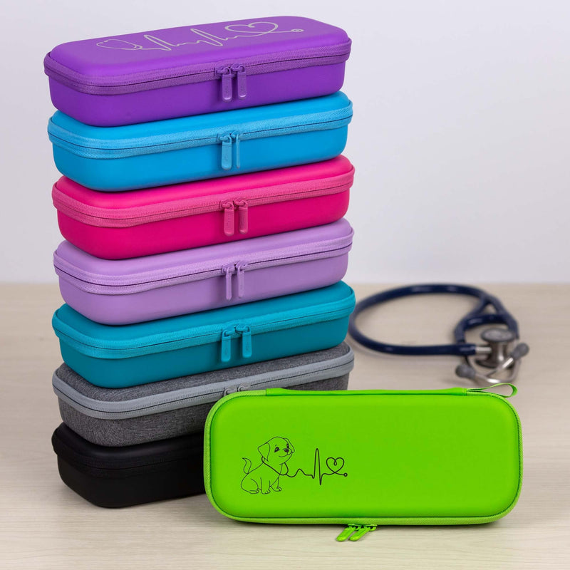 [Australia - AusPower] - ButterFox Premium Stethoscope Case with Divider and ID Slot for 3M Littmann Classic III, Cardiology IV Diagnostic and More Stethoscopes with Pocket for Nurse Accessories (Lime_Green_Puppy) 
