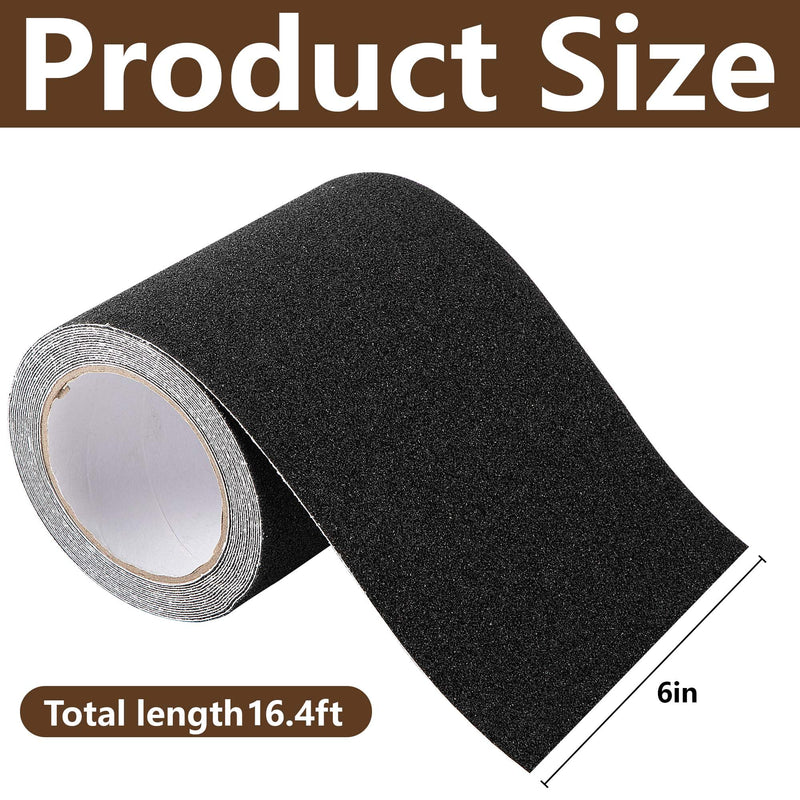 16.4Ft x 6In Marine Boat Non-Skid Traction Tape-Boat Anti Slip Adhesive Tape-Black Anti Slip Traction Tape for Boat Trailer Fenders Steps 16.4Ft x 6In
