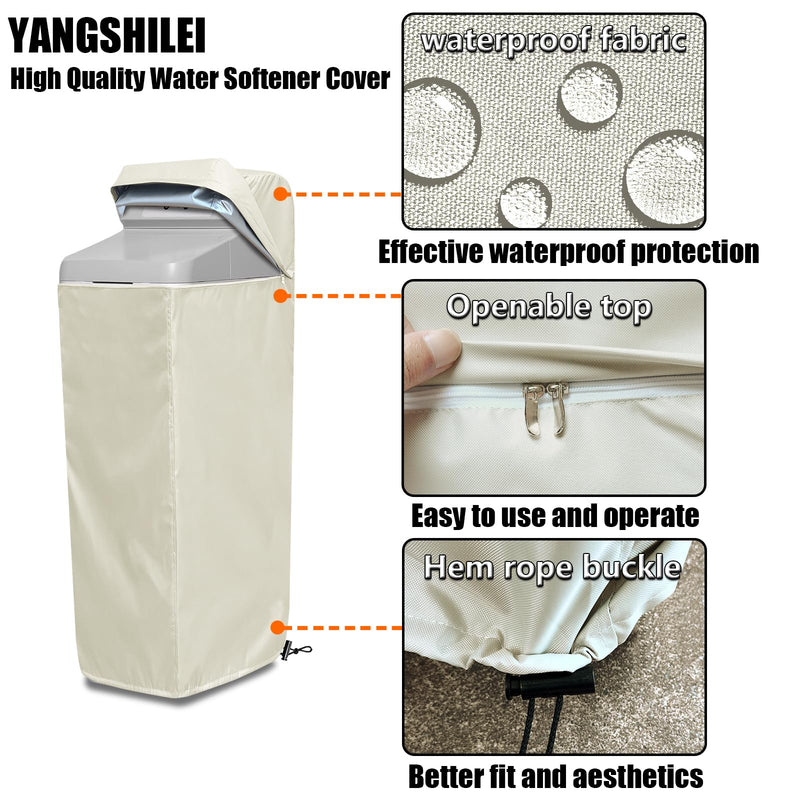 Water Softener Cover for WHES30E/WHES40E Grain Softener, Openable top Easy to use Removal-free installation for UV Dust protection of Water Softener Housings Outdoor or indoor (Beige) Beige