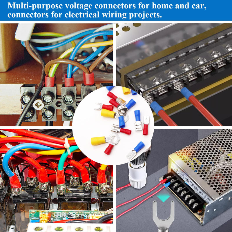 [Australia - AusPower] - Tnisesm 300PCS Wire Connectors Insulated Wire Crimp Connectors Assortment Kit with Ring, Spade, Butt, Quick Disconnect, Crimp Automotive Cable Terminals TN-T01 Insulated Connectors 