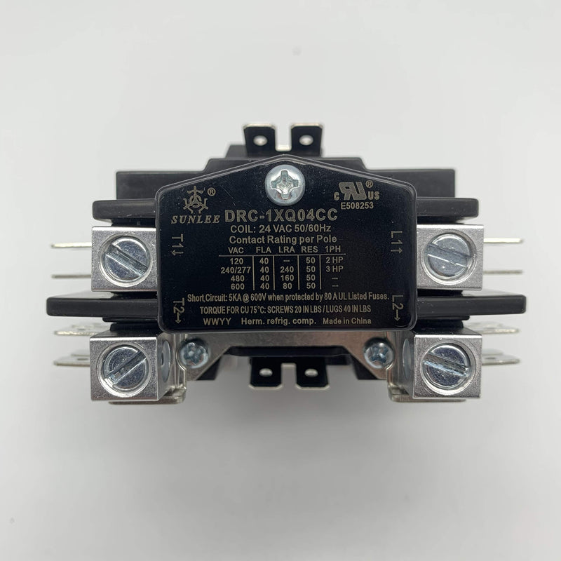 [Australia - AusPower] - 1 Pole FLA 40 Amp 24V coil SunLee Single Pole DP Contactor Replacement for Condenser Contactor C140A 45GG10AJA equivalent 1P 40A 24VAC 