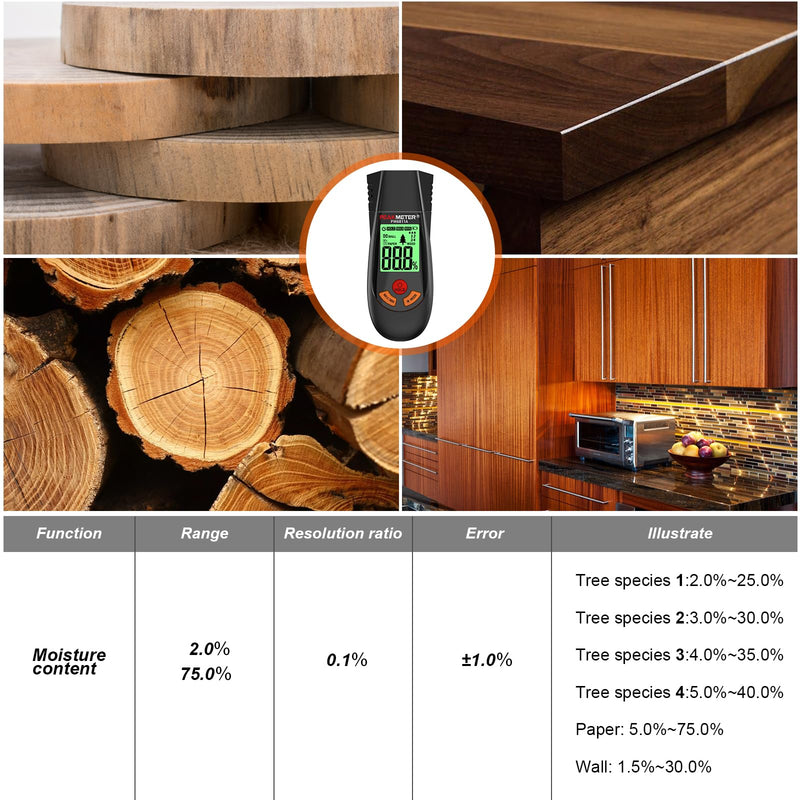 [Australia - AusPower] - Digital Moisture Meter, with battery and LCD display, suitable for quick determination of moisture content of many types of logs, paper, plywood, plaster walls, floor coverings, etc. 