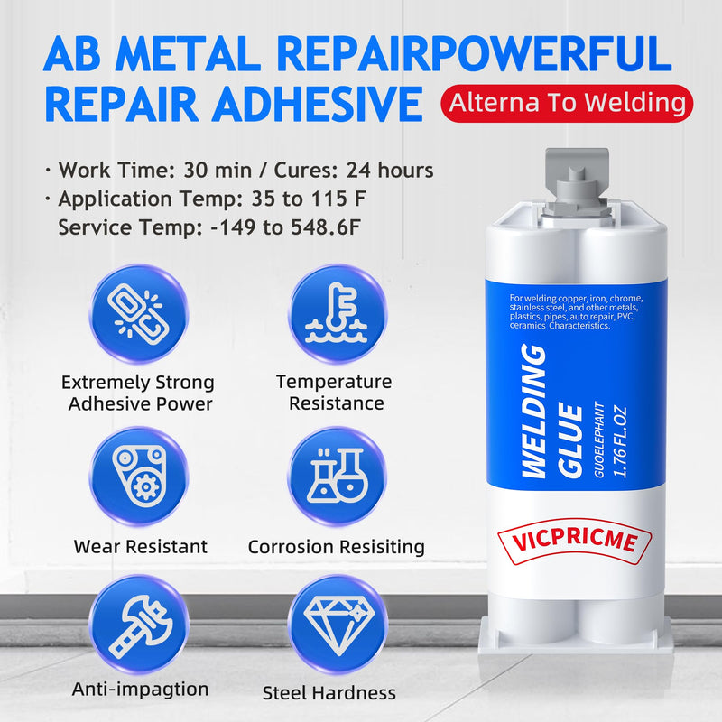 [Australia - AusPower] - 1.76 oz Metal Glue, 2 Part Liquid Metal Welding Heavy Duty Epoxy Glue, Marine Filler Repair Putty, High Temperature Resistant Heavy Duty Ab Glue (3Pcs) epoxy glue 3PCS 