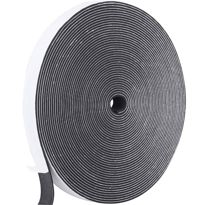 Weather Stripping Door Seal, 1/2 Inch W X 1/16 Inch T Adhesive Foam Tape, Window Door Draught Excluder Air Conditioner Gasket Foam Tape, Total Length 33 Feet (1 Roll) 1/2in* 1/16in * 33FT Black Foam Tape White Backing Film