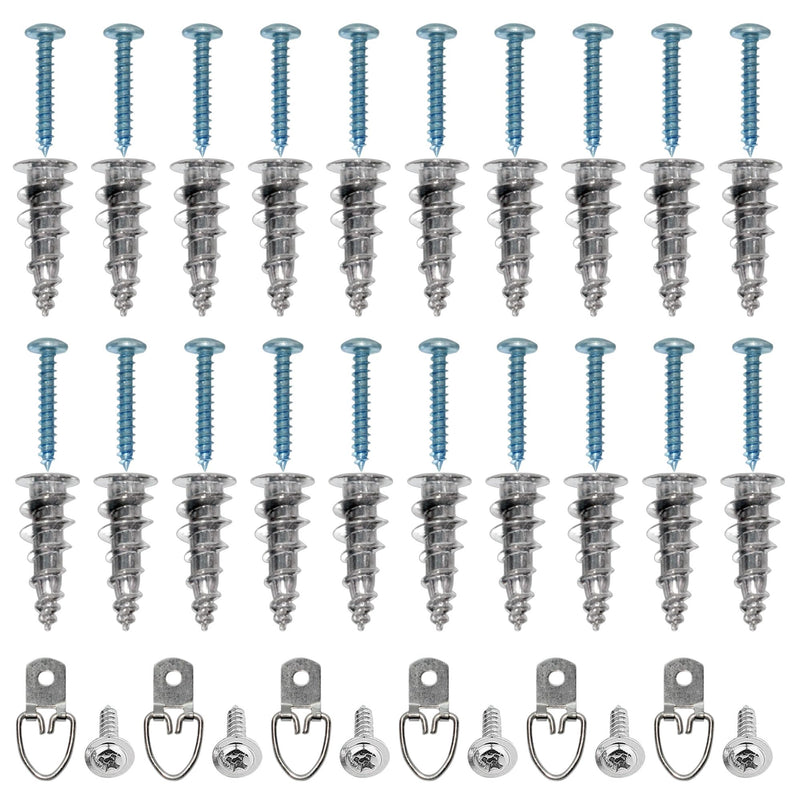[Australia - AusPower] - Self-Drilling Hollow Metal Stud Wall Anchors with Screw Kit for Drywall Heavy Duty, -25 Heavy Duty Wall Anchor, 25 Tapping Mount Screws, 6 D Ring Picture Hangers Rounded Tail 25 Pack 