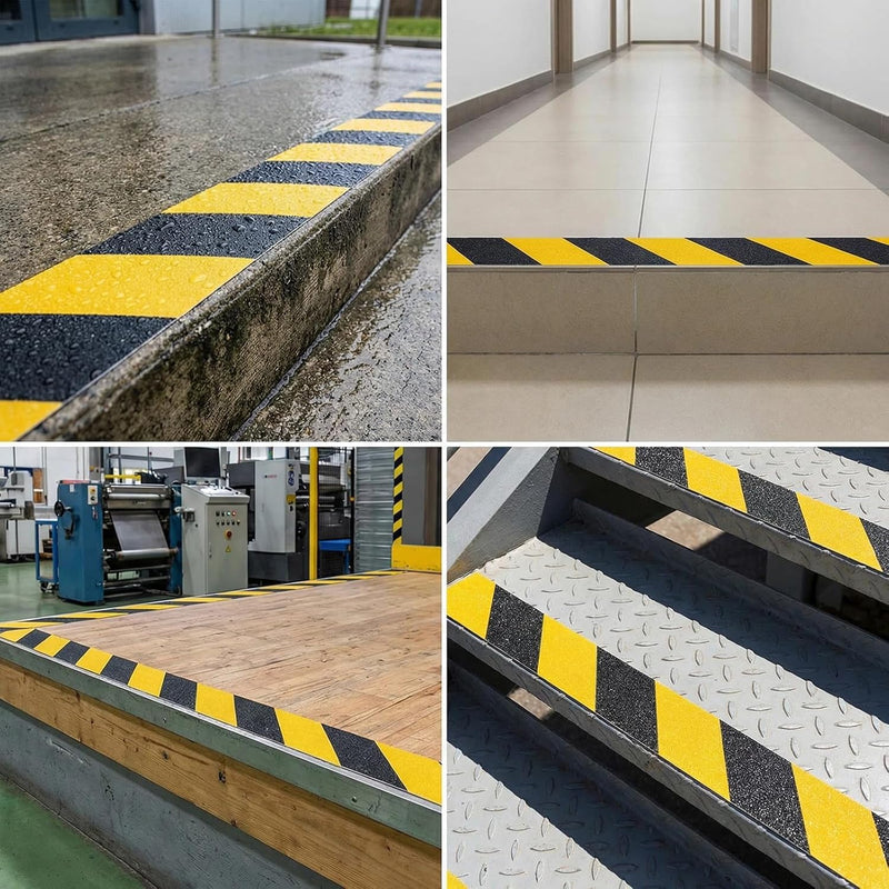 Anti Slip Traction Tape, Heavy Duty Grip Tape for Outdoor Stairs Step Treads Floors, Safety Non Slip Roll Waterproof Caution Black Yellow 2 Inch x 35 Ft