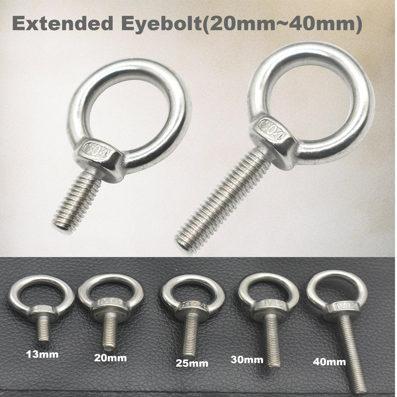 [Australia - AusPower] - Stainless M4 Eyebolt 0.39"(10mm) Long Male Ring Threaded Screw Lifting Shoulder Eye Bolts with Nuts Washers,10 PCS M4*10mm(0.39")-10PCS 
