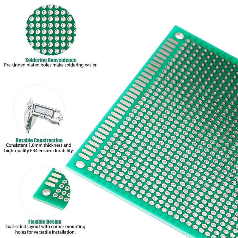 [Australia - AusPower] - 174-Piece PCB Circuit Board Prototype Kit - Double-Sided Perf Boards in 6 Sizes (Large, Medium, Small), Compatible with Arduino, includes 40-Pin 2.54mm Male and Female Headers 
