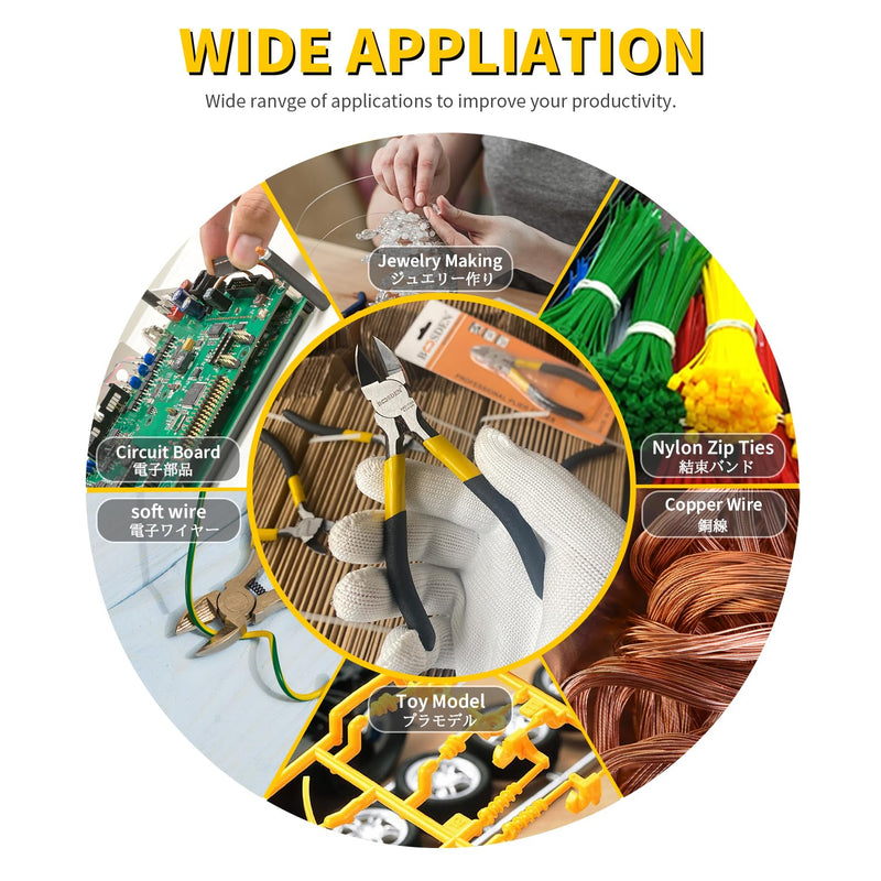 BOOSDEN 5" Wire Cutters, 5 Pack, Precision Cutting Pliers, Ultra Sharp Wire Snips Wire Clippers, Spring Loaded Flush Cutter, Diagonal Cutting Pliers for Jewelry Making Crafting, Wire Cutters Set 5"- 5 Pack