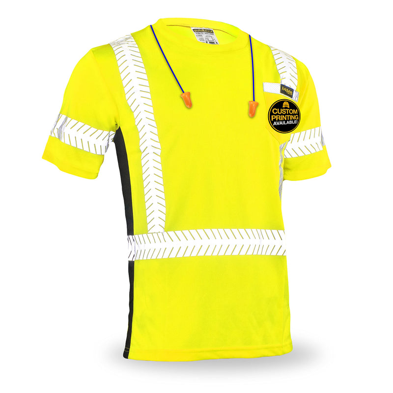 KwikSafety - Charlotte, NC - Renaissance Man Short Sleeve Safety Shirt [Reflective Fishbone Tape] Class 2 ANSI OSHA Small Fishbone Tape | Yellow