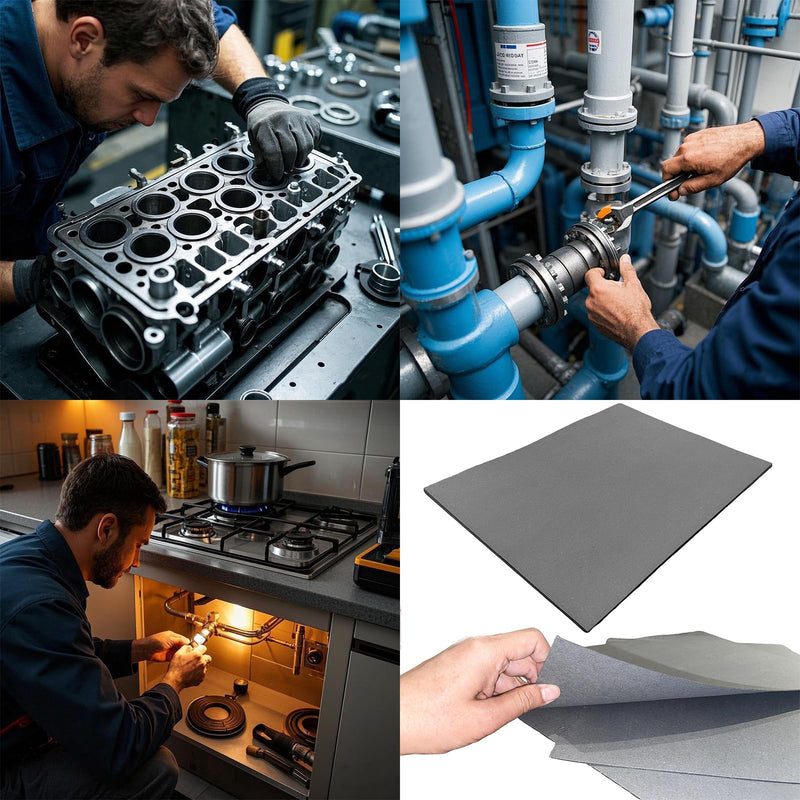 [Australia - AusPower] - Non-Asbestos Gasket Material Kit - 3 Sheets 15"x11.8" Oil-Resistant & High-Temperature (550°F), Stable Sealing for Small Engine Repair, Lawn Mower, Motorcycle, Generator - 0.8mm/1mm/1.2mm 15"x11.8" 3 Gray 