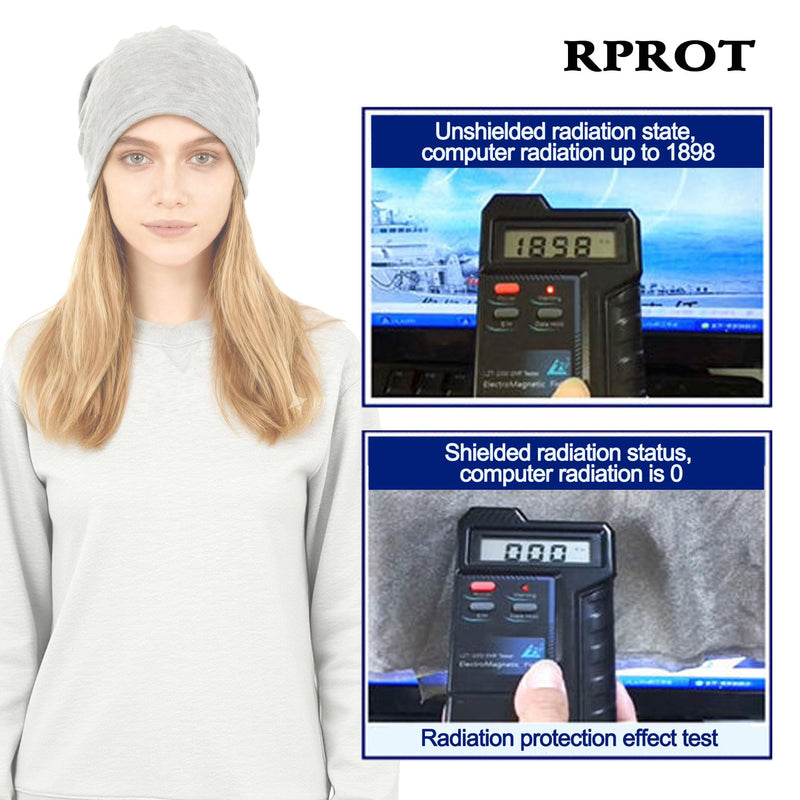 Beanie Protection Hat,Effective 99.99% Anti R.adiation Cap, E.M.F Protection Hat Shielding Cell WiFi 5G RF 19.6-23.6 in One Size Grey