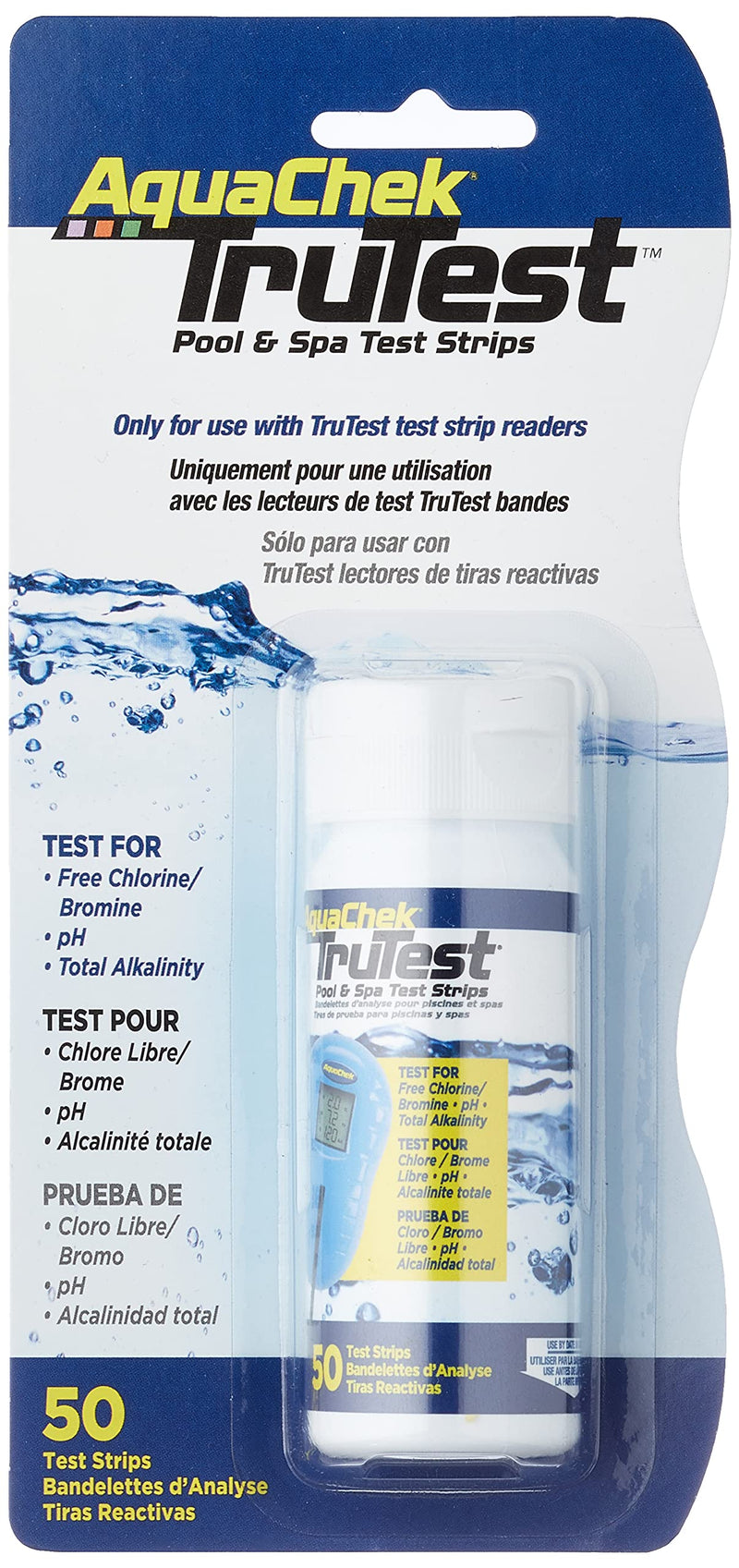 AquaChek TruTest Refill Test Strips - Digital Test Strip Reader Refill Strips - for Pool and Spa Water Testing - for Free Bromine, Free Chlorine, pH, and Total Alkalinity - 50 Strips 1-Pack