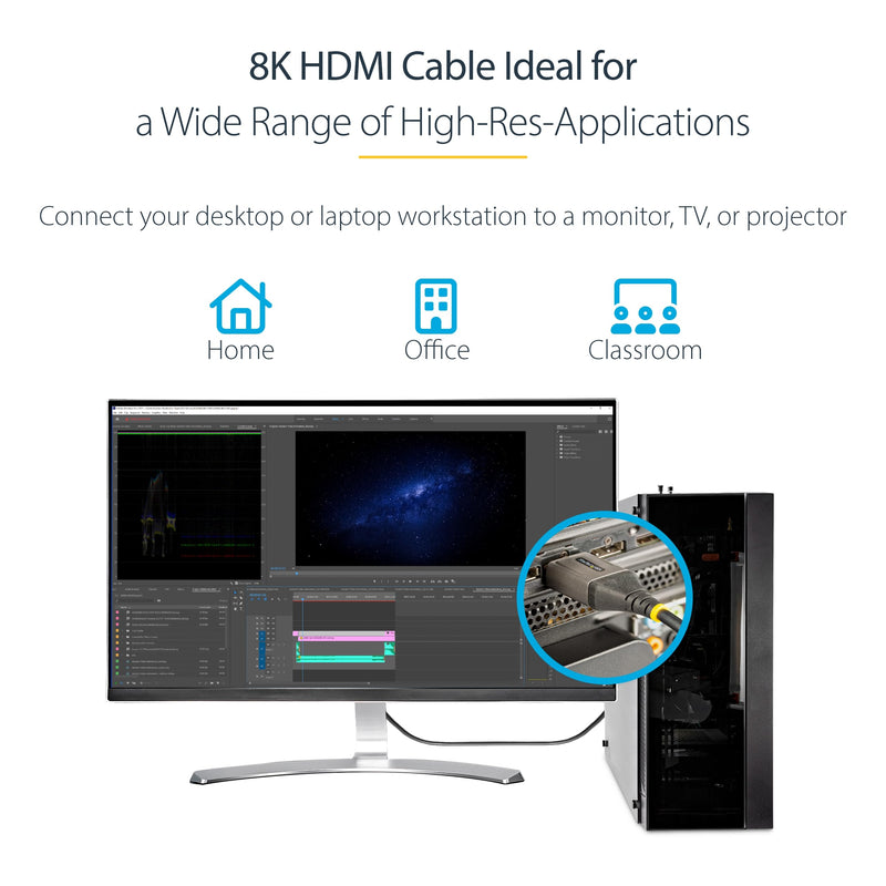 StarTech.com 10FT/3M HDMI 2.1 Cable 8K - Certified Ultra HIGH Speed HDMI Cable 48GBPS - 8K 60 10 ft