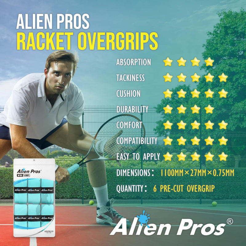 ALIEN PROS 12 Grips Gray & Neon Yellow New Model M-Tac Tennis Racket Grip Tape - Wrap Your Racquet for High Performance
