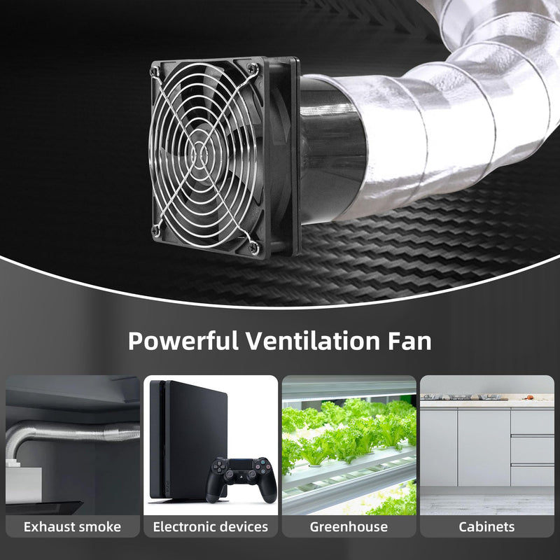 120mm 12V Axial Exhaust Duct Fan with 4" Flange Adapter Variable Speed Controller Moisture-Proof for 3D Printer Enclosure Laser Engraver Soldering Fume Extractor Grow Tents & Workshop Ventilation 4inch, 1 Flange