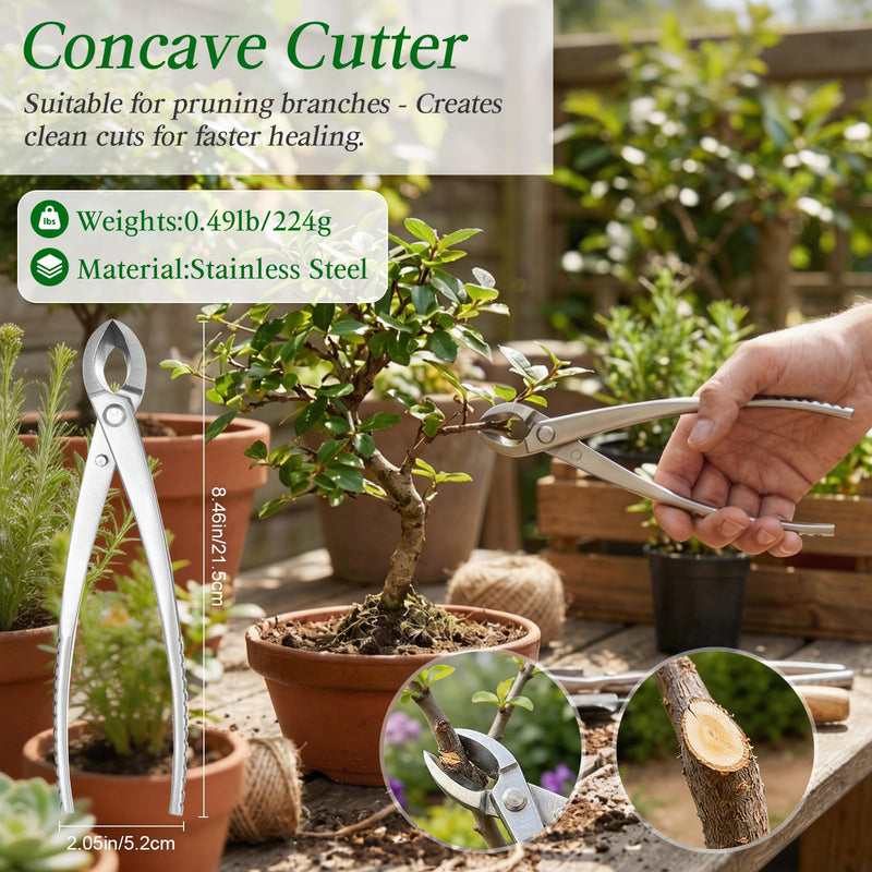 4 Piece Bonsai Tools Set, Bonsai Tree Tools, Knob Cutter, Concave Cutter, Plant Care and Root Hook, Gardening Trimming Care Kit with Storage Bag