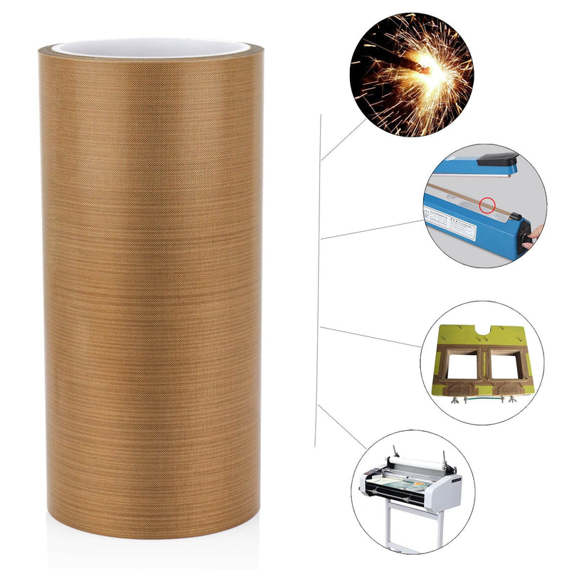 BOMEI PACK PTFE Glass Cloth Tape 6.3mil x 8 "x 33 ft High Temperature PTFE Tape Abrasion Resistant Surface Protection for Vacuum Sealer Machine, Hand Impulse Sealers Insulation Coated 1R Teflon 8in33ft