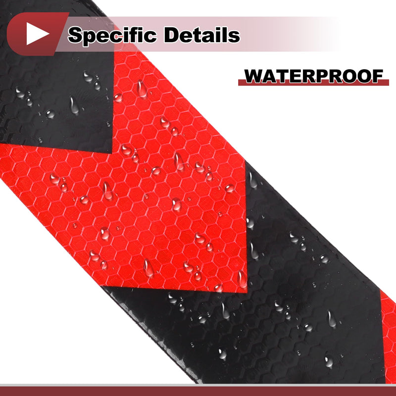 1 Pcs Safety Warning Reflective Tape Increased Visibility Reflective Strips 98.43ftx1.97" Red,Black PVC