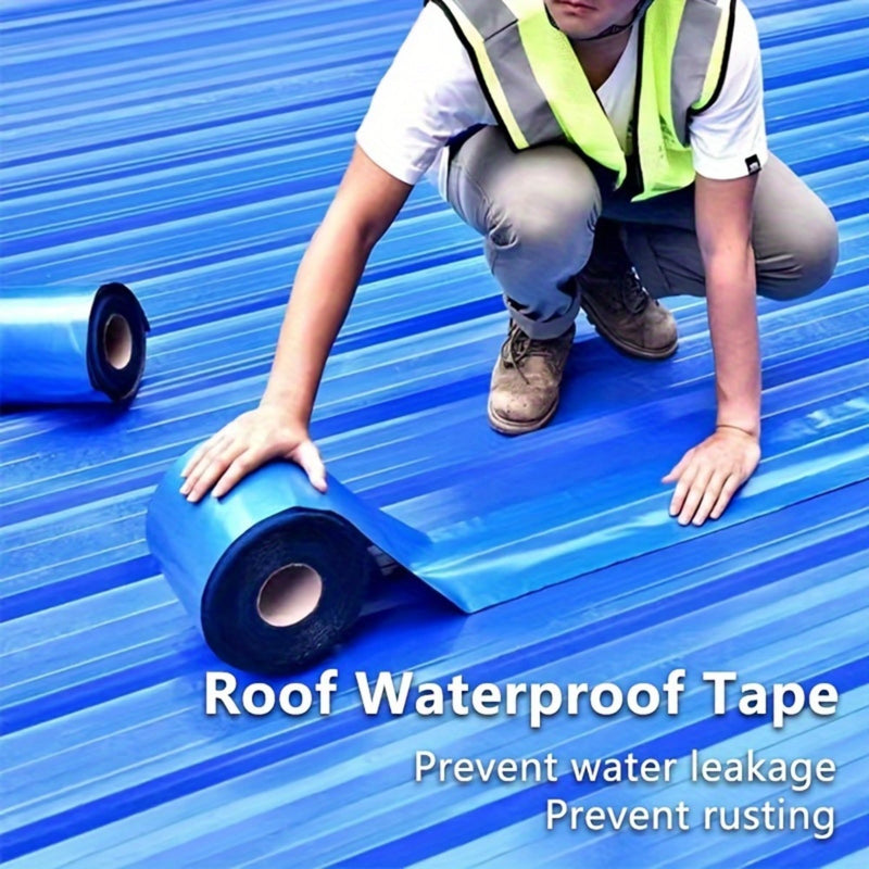 Waterproof Sealant Tape Self Adhesive Rubberized Asphalt Tape for RV Roof Metal Roof Corrugated Roof Leak Repair UV Resistant Heavy Duty Waterproofing Membrane(Blue, 7.874in*196.85in) Blue