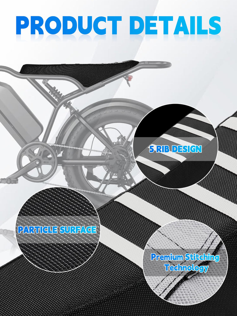 [Australia - AusPower] - Seat Cover for Electric Bike TST R002,Non-Slip PVC Cushion Cover for Ebike Electric Dirt Bike TST R002-White White 