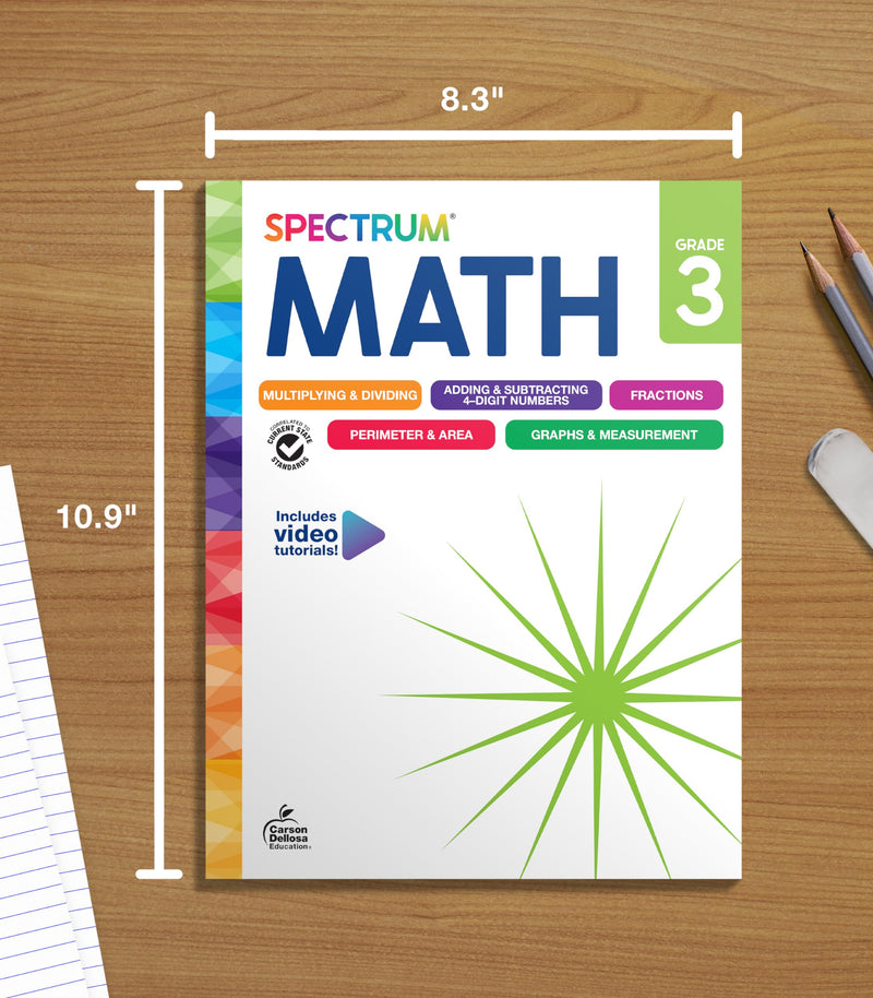 [Australia - AusPower] - Spectrum 3rd Grade Math Workbook, Mathematics Activity Book for Kids Ages 8-9, Multiplication, Division, Fractions, Addition and Subtraction with 4 Digit Numbers, Classroom or Homeschool Curriculum 