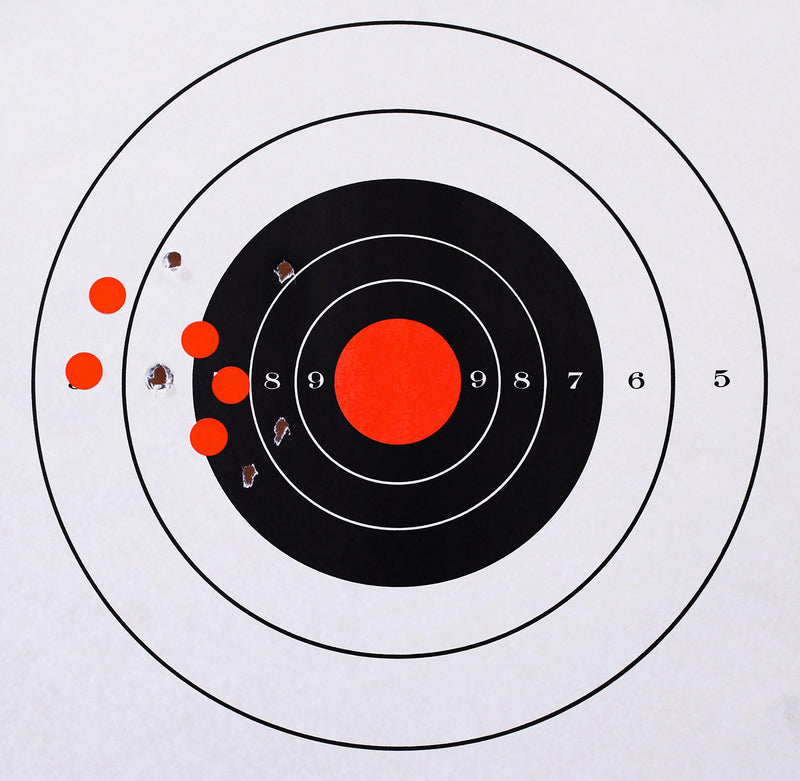ChromaLabel Permanent Round Target Pasters for Shooting and Marksmanship 1000 Labels per Dispenser Box 1/2" Diameter Fluorescent Red