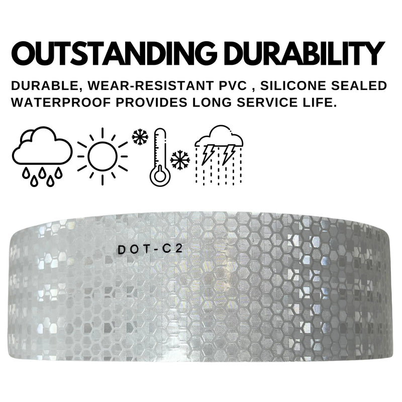 All Star White DOT-C2 Reflective Tape Conspiciuity Tape - Commercial ROLL, HIGH Intensity, Strong Adhesive- 2" inch x 150' FEET - Automobile Car Truck Boat Trailer Semi (White)