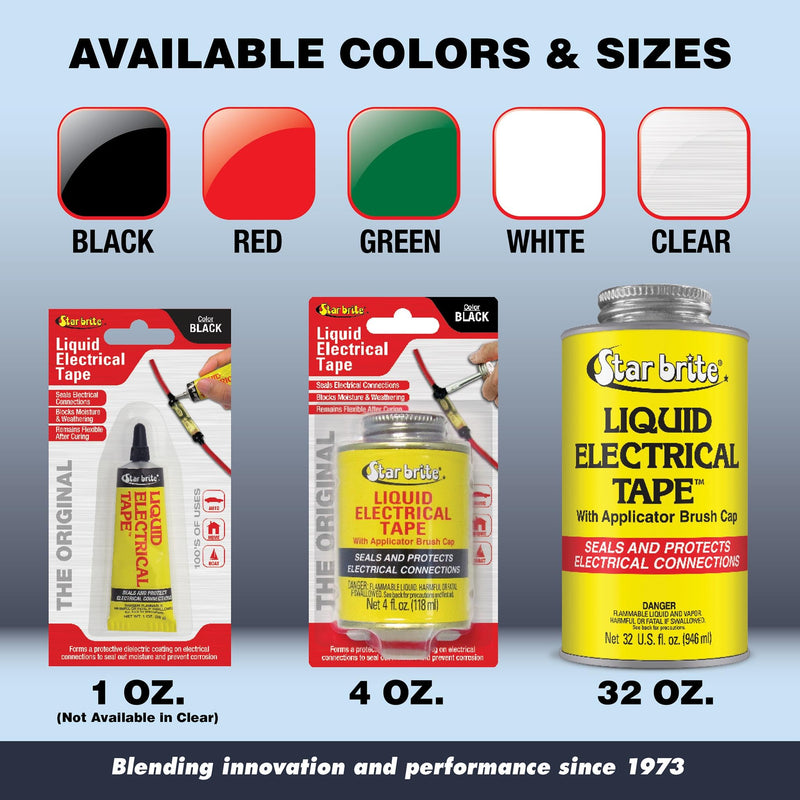 STAR BRITE Liquid Electrical Tape - Superior Adhesion and Flexible Protection for Frayed Cables, Terminals, and Electric Splices