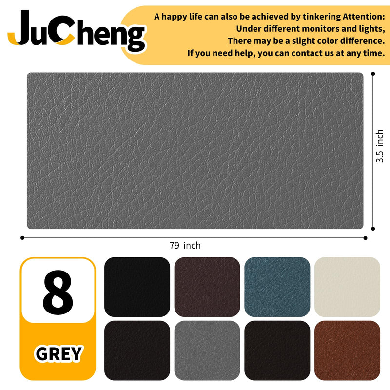 JuCheng Leather Repair Kit -Leather Repair Patch Self-Adhesive Waterproof Patch & Glue for Furniture, Car Seats, Sofa, Couch, Vinyl - Instant Fix for Tears & Scratches (Grey, 3.5X79 inch) Grey 3.5 in x 79 in