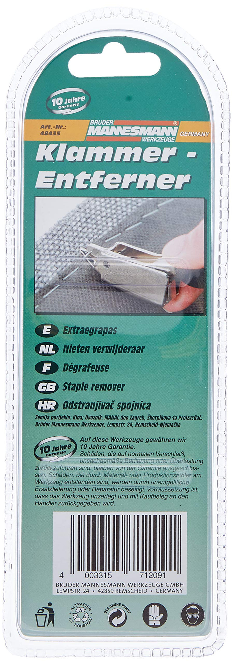 Brüder Mannesmann M48435 Staple Remover Green (Pack of 2) Pack of 2