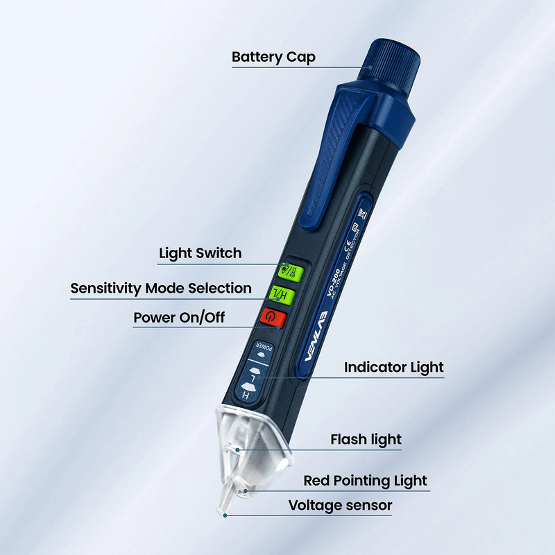 [Australia - AusPower] - Voltage Tester, Non Contact Voltage Detector, Circuit Tester Dual Range Voltage Sniffer 12V-1000V/48V-1000V, Live Wire Tester with Alarm and Flashlight, Electrical Tester with LCD Display 