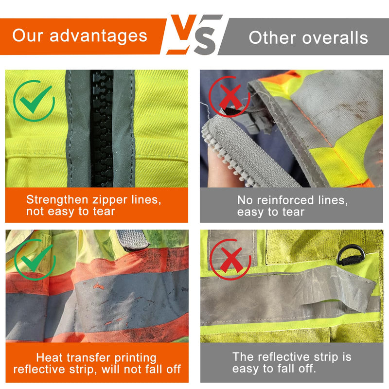 AYKRM Heavy Woven cotton High Vis Reflective work construction safety vest for men Class 2 with ipad Cargo Pockets Yellow 5X-Large