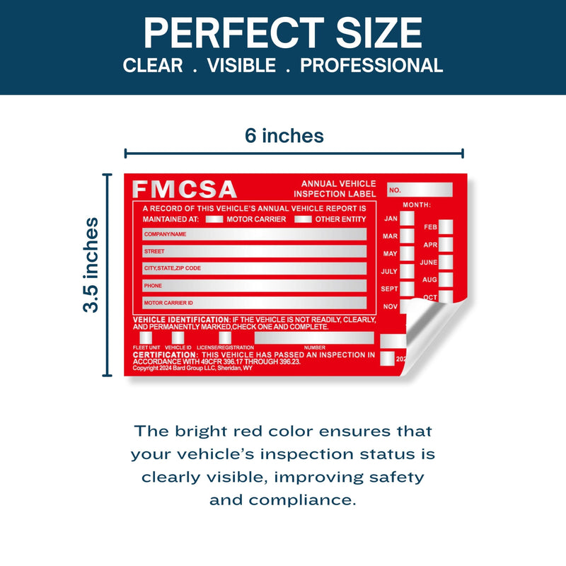 20-Pack DOT Compliant Aluminum Annual Vehicle Inspection Labels with Punch Boxes – Red FMCSA Inspection Stickers, Durable DOT Inspection Stickers (6” x 3.5”) 20-PACK