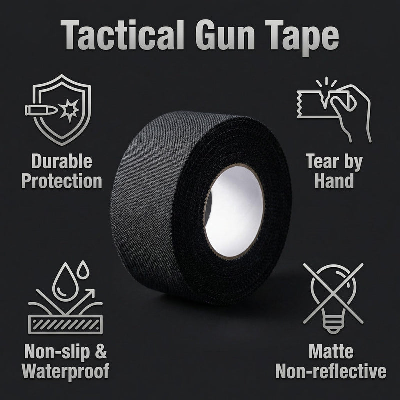 Tactical Tape 2 Pack Gun Grip Tape 1.5" Non-Reflective Multipurpose Wrap Tape for Rifles, ShotgunsGun, Magazine, Tactical Geer, Sport Handle, Gardening Tools