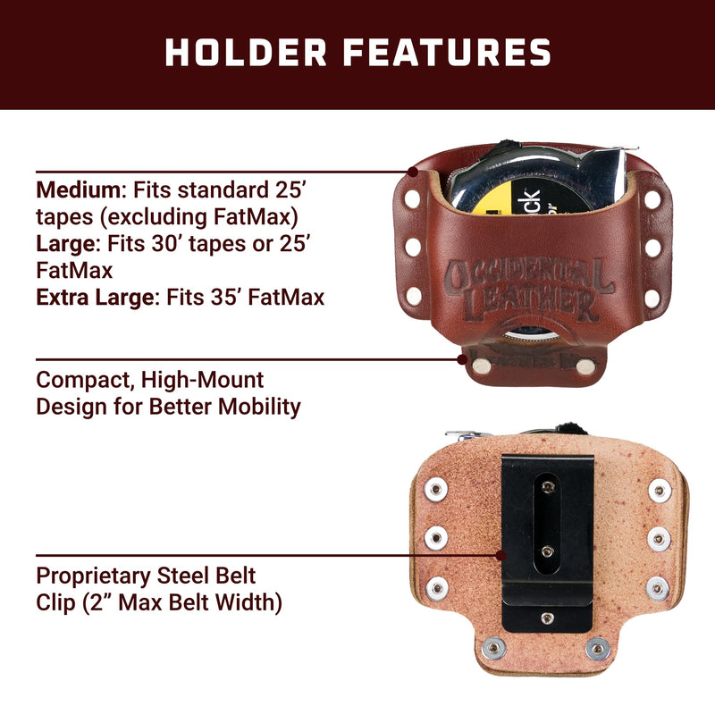 Occidental Leather Clip-On Tape Holster - Medium - Accepts Up to 2” Belt - Made in USA