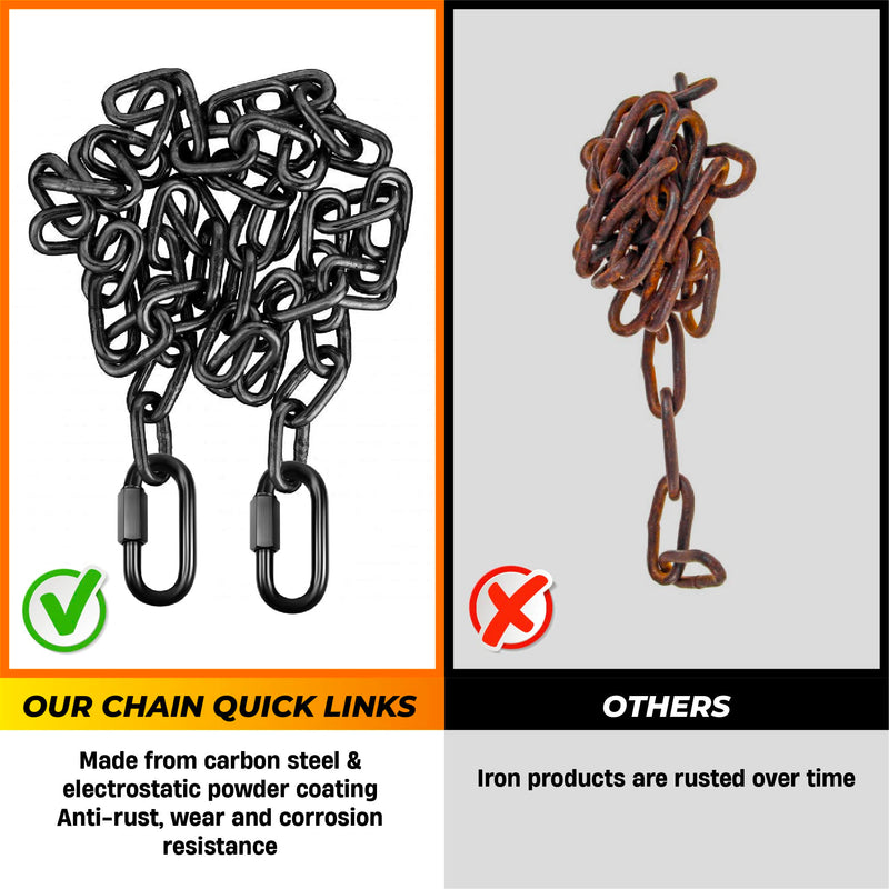 [Australia - AusPower] - 6PCS 3 Heavy Duty Chain Quick Links, 1600 LBS Weight Capacity, Durable, Anti-Rust, High Strength Chain Connector, Carabiner for Big Chain Connecting, Hammock Hanging, Hiking, Camping 6PCS 3 
