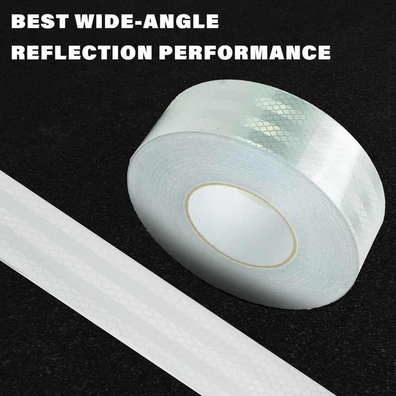 [Australia - AusPower] - 2 Inch X 30 FT Reflective Tape Outdoor Waterproof DOT-C2 Fade Resistant White Reflective Tape Strong Adhesive Safety Warning Tape Reflector Conspicuity Tape for Trailer Trucks Bikes 2IN x 30FT 