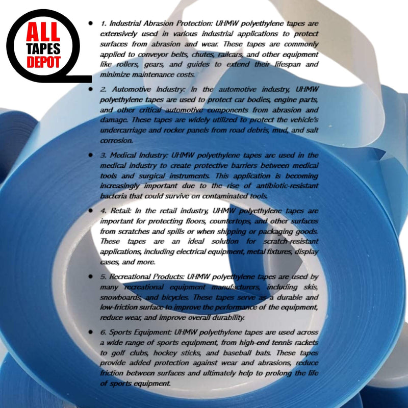 UHMW-20A Polyethylene Transparent Tape, Aggressive Adhesive 1" X 18YD Pack of 1 ROLL, Clear