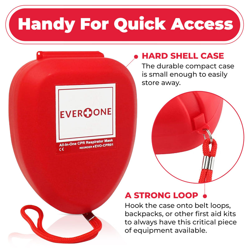 [Australia - AusPower] - CPR Rescue Mask, Adult/Child Pocket Resuscitator, Hard Case with Wrist Strap + Gloves & Wipes - 4 Pack 4 Count 